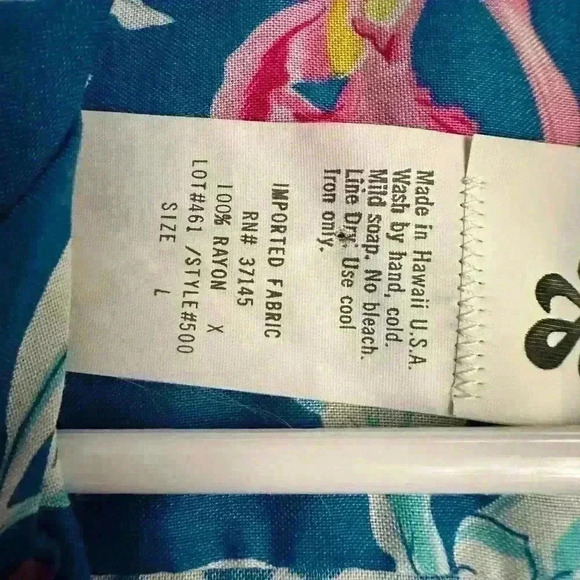 Vintage Hilo Hattie Floral Hawaiian Aloha Shirt Mens Large Blue - Picture 5 of 5